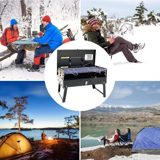 SKŁADANY GRILL WĘGLOWY PRZENOŚNY WALIZKOWY TURYSTY