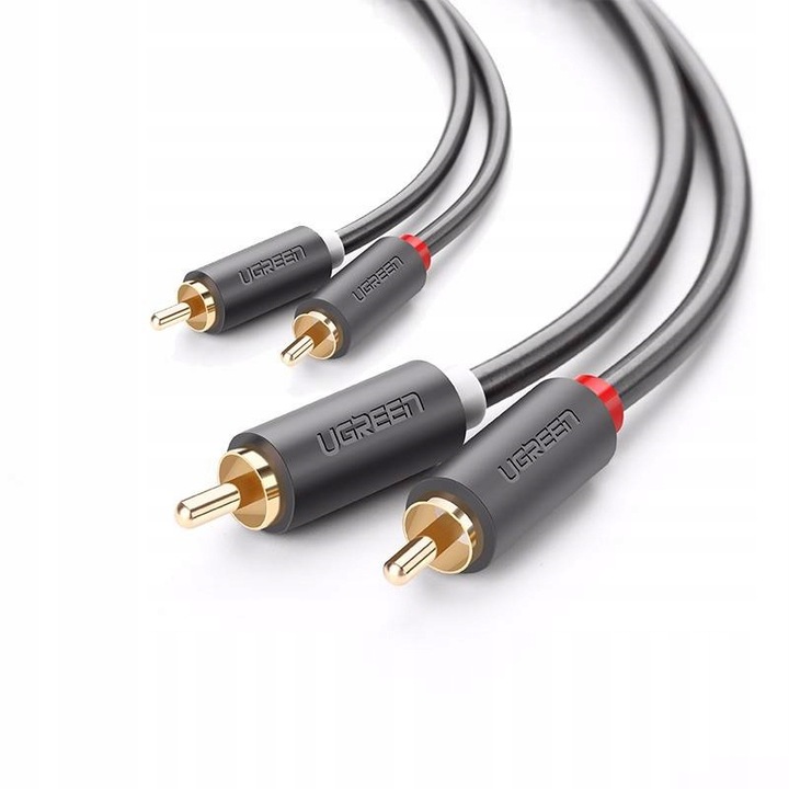 UGREEN Pozłacany Kabel Hi-Fi Przewód Audio 2x RCA Do 2x RCA Cinch 2m