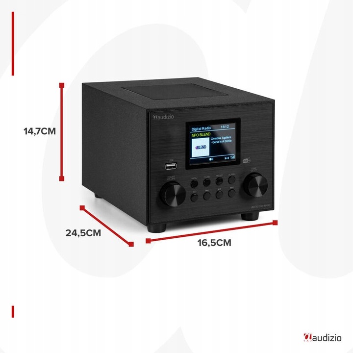 Radio DAB+ tuner FM z subwooferem czarne do kuchni salonu biura