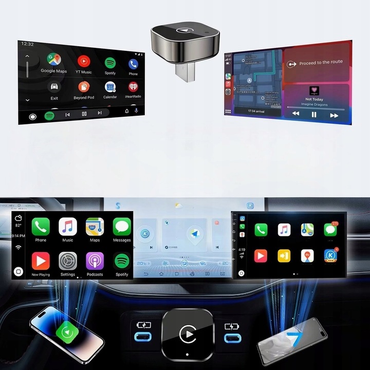 Adapter CarPlay Bezprzewodowy 5GHz Plug&Play iOS/Android Auto