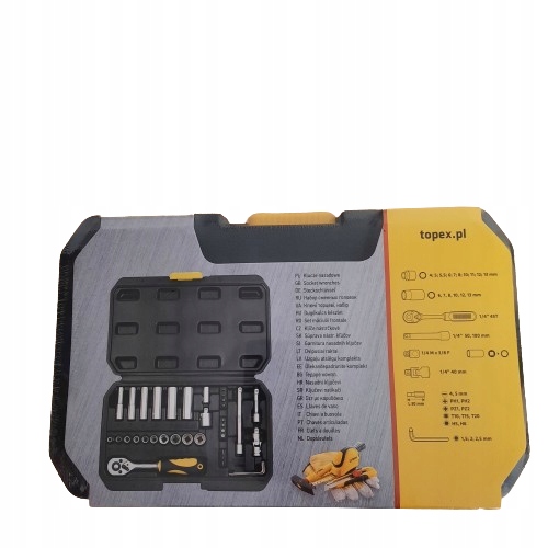 KLUCZE NASADOWE ZESTAW Z WALIZKĄ 1/4" 36 szt. TOPEX 38D669