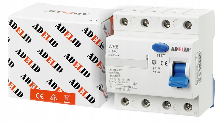 WYŁĄCZNIK RÓŻNICOWO-PRĄDOWY RÓŻNICÓWKA 25A 30mA 3F