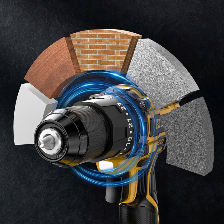 Zestaw bezszczotkowej wiertarki udarowej/wkrętarki 21V - 2 baterie +