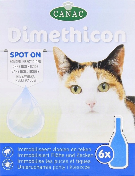 KROPLE NA PCHŁY I KLESZCZE DLA KOTA CANAC DIMETHICON 6X1ML