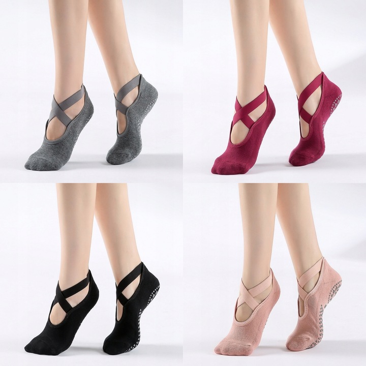 SKARPETKI DO JOGI SKARPETKI DAMSKIE DO TAŃCA DO TAŃCA PILATES x 4 pary