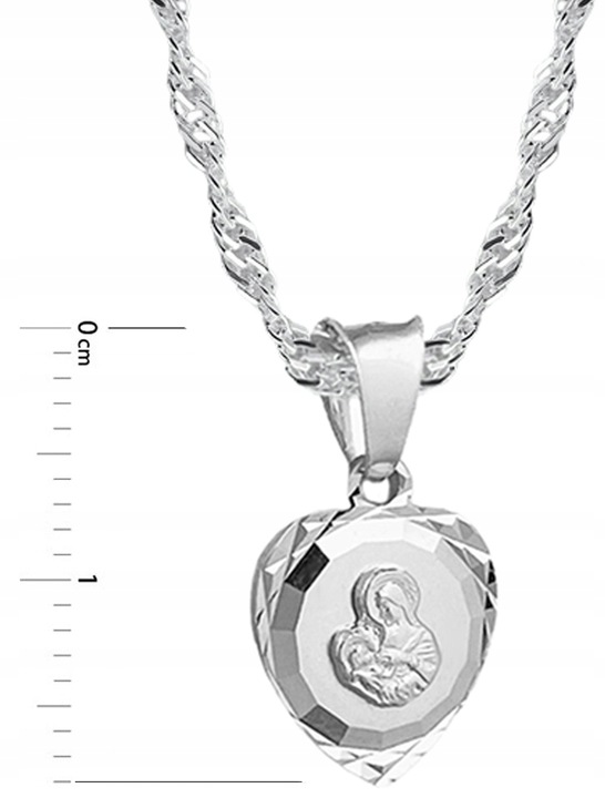 SREBRNY ŁAŃCUSZEK MEDALIK KOMUNIJNY MATKA BOSKA KOMUNIA CHRZEST SREBRO 925