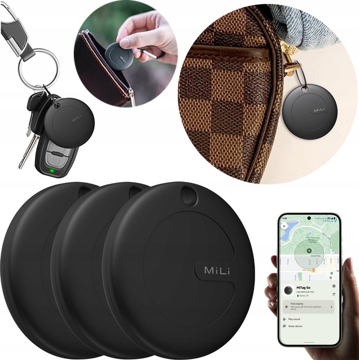 Lokalizator MiLi MiTag Android czarny 3szt