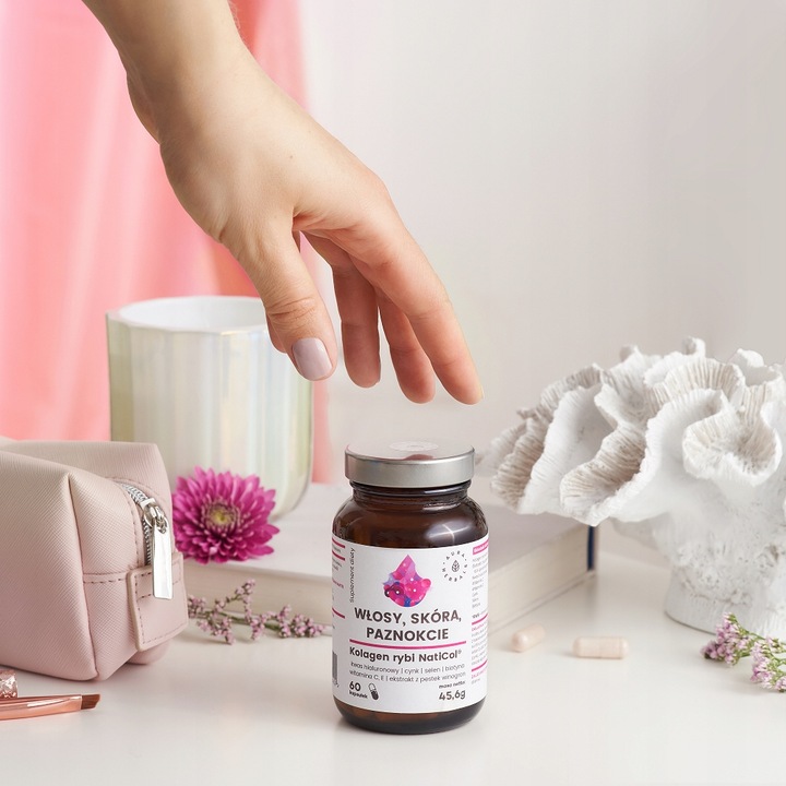 Aura Herbals KOLAGEN rybi NatiCol SELEN cynk BIOTYNA 90t