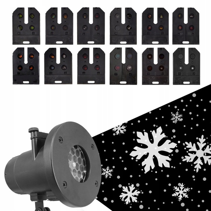 PROJEKTOR LED ŚNIEG ŚWIĄTECZNY 48 WZORÓW LASEROWY REFLEKTOR NA DOM RZUTNIK