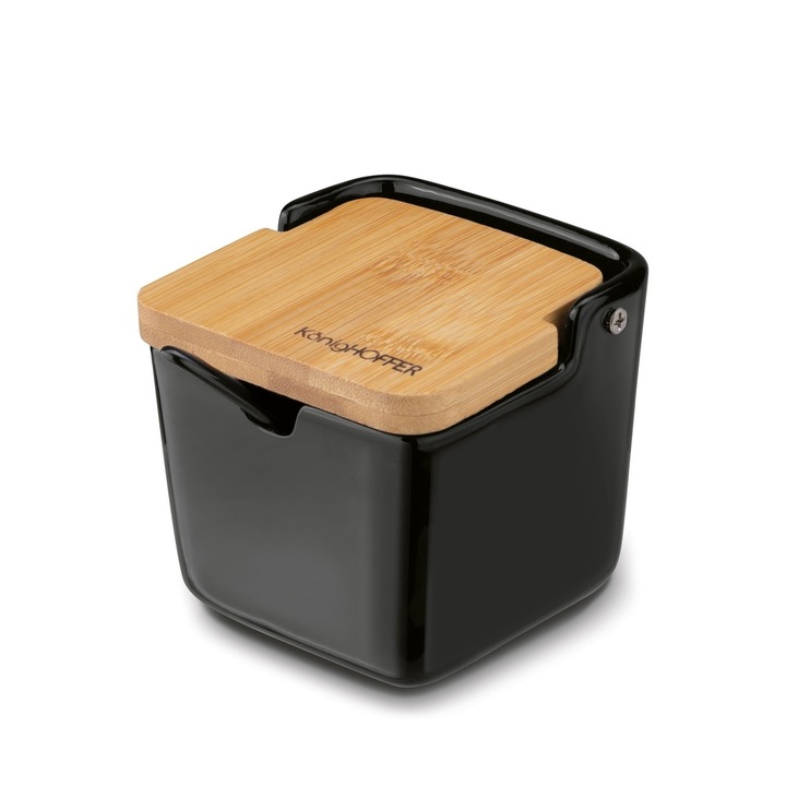 CUKIERNICZKA z Łyżeczką BAMBUSOWA CZARNA Pojemnik Konighoffer Ceramic