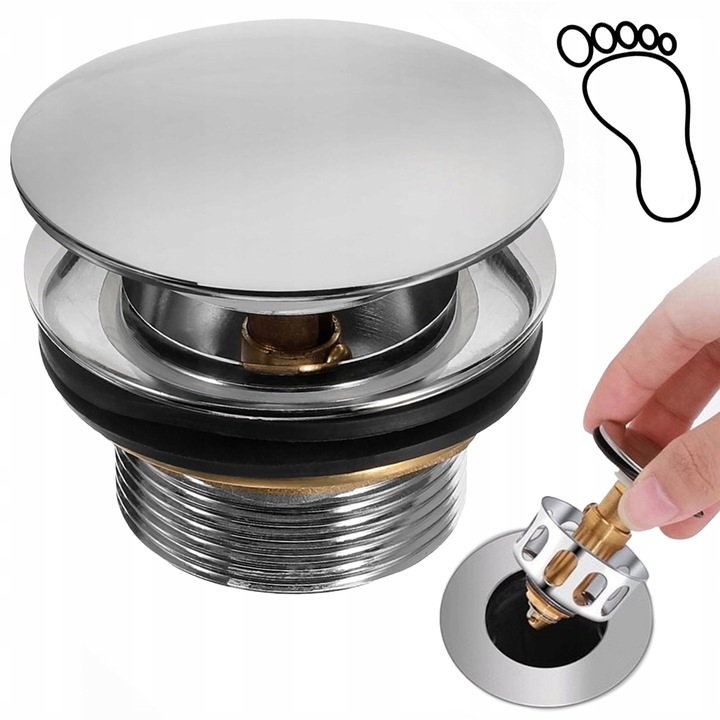 KOREK DO BRODZIKA Z SITKIEM WANNY SYFON STANDARD KLIK-KLAK