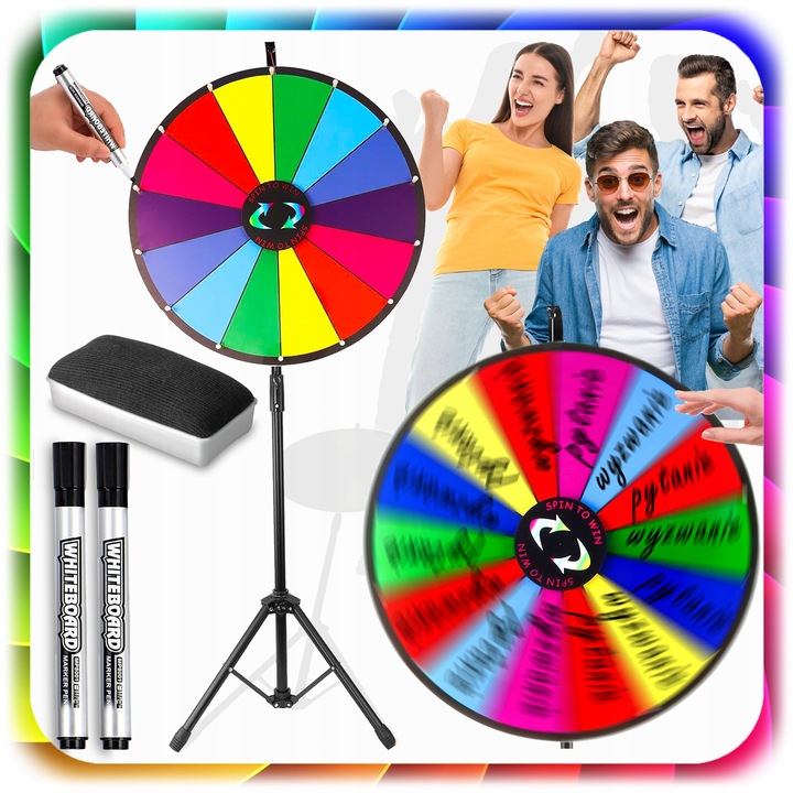 KOŁO FORTUNY ZE STOJAKIEM SUCHOŚCIERALNE 60cm GRA DLA DZIECI ZABAWA +STATYW