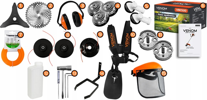 KOSA SPALINOWA VENOM PODKASZARKA SILNIK 3xGŁOWICA 2xTARCZA OLEJ 20W1
