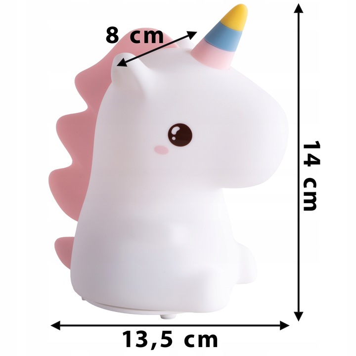 LAMPKA NOCNA DLA DZIECI KOLOROWA SILIKONOWA JEDNOROŻEC LED RGB 16 KOLORÓW