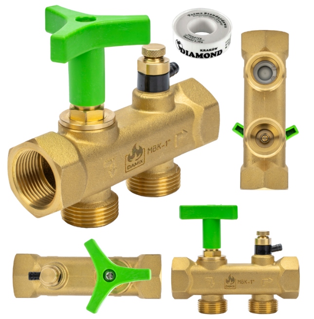 ZAWÓR PRZYŁĄCZE DO ZMIĘKCZACZA WODY BYPASS FI 1" GW CAL MULTIBLOCK SOLIDNY