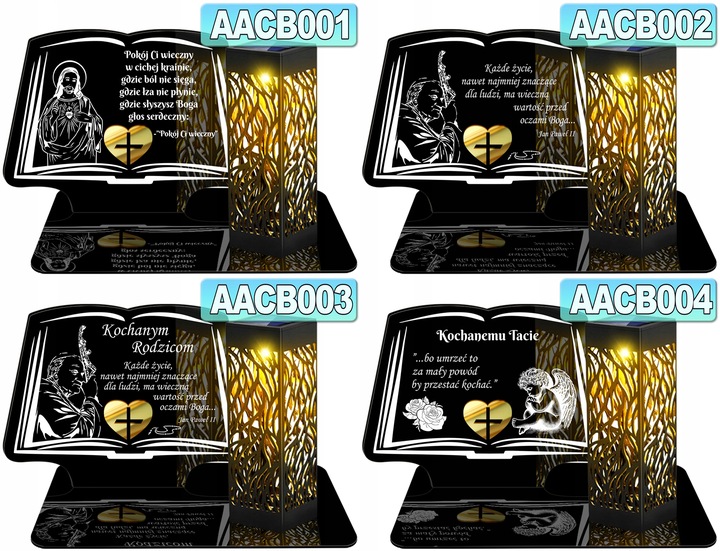 ZNICZ SOLARNY LED WIECZNY DLA TATY NA CMENTARZ GRÓB lampka Księga 3D