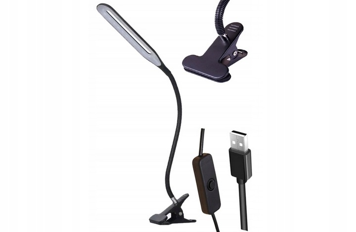 LAMPKA BIURKOWA LED BIUROWA SZKOLNA USB KLIPS