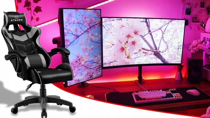 FOTEL KUBEŁKOWY OBROTOWY REGULOWANY GAMINGOWY KRZESŁO GRACZA DO KOMPUTERA