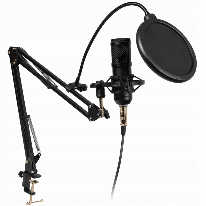 MIKROFON STUDYJNY USB JACK POJEMNOŚCIOWY GAMINGOWY ZESTAW POP FILTR STATYW