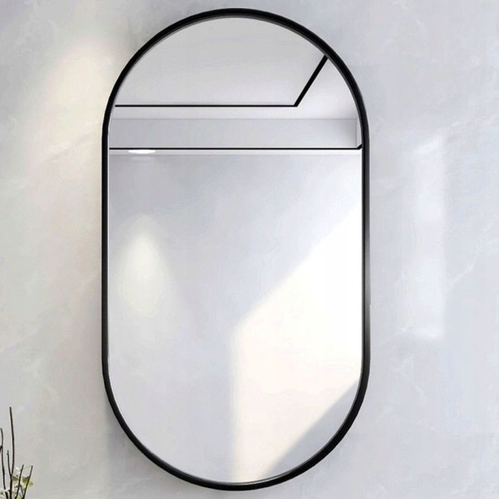 DUŻE LUSTRO OWALNE Industrialne ŁAZIENKOWE SALON SYPIALNIA CZARNE