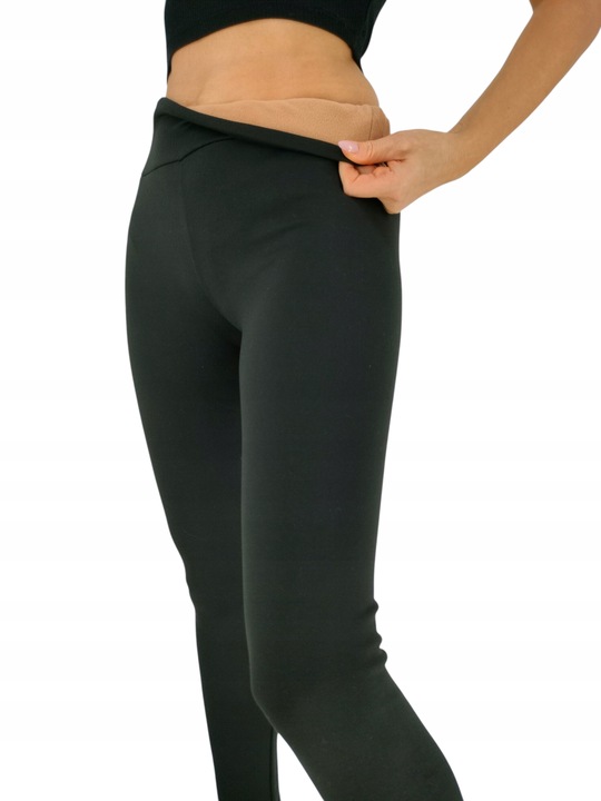 Leginsy damskie czarne kryjące z panelem ocieplane na chłodniejsze dni