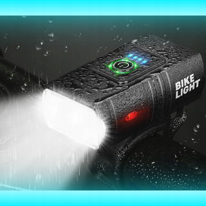 MOCNA LAMPKA ROWEROWA PRZEDNIA TYLNA LED WODOODPORNA AKUMULATOR USB ZESTAW