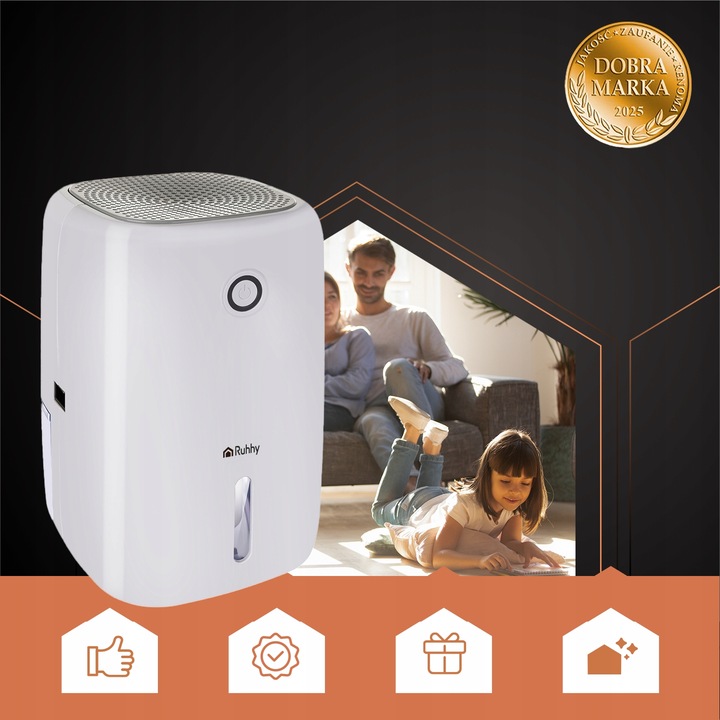 Osuszacz Powietrza RUHHY Cichy Pochłaniacz Wilgoci 60h 0,8l Wydajny