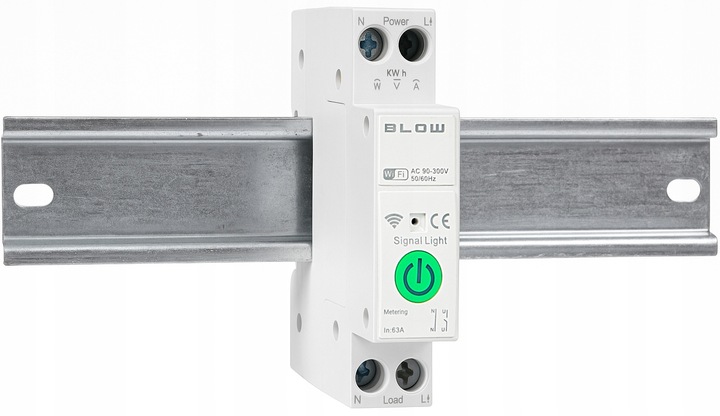 PRZEKAŹNIK WiFi Z POMIAREM PRĄDU MOCY NA SZYNĘ DIN TUYA SMART WIFI