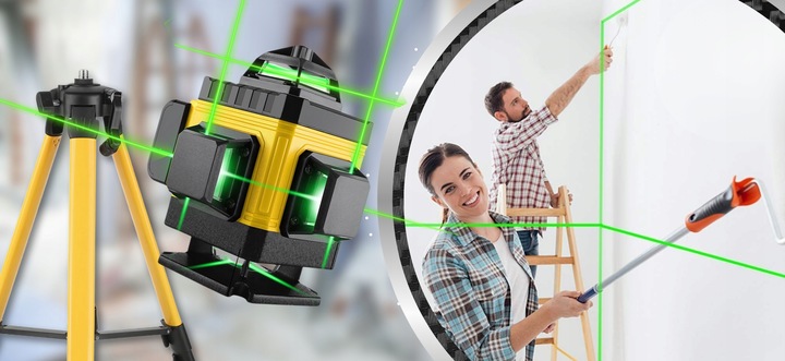 POZIOMNICA LASEROWA POZIOMICA 4D 16 LINII KRZYŻOWA 360 LASER ZESTAW