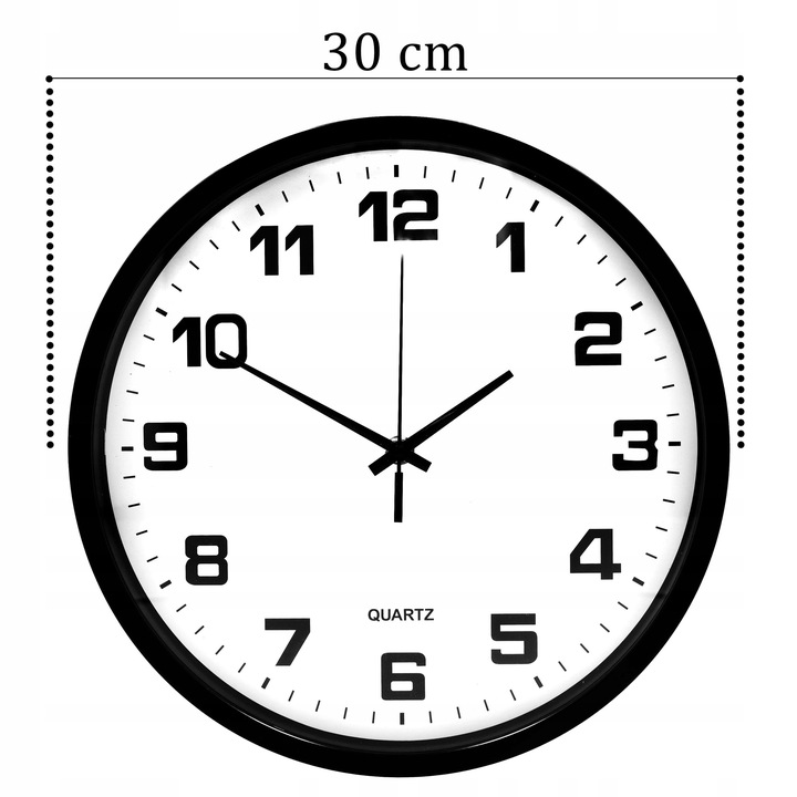 ZEGAR ŚCIENNY czarny 30 cm do salonu kuchni klasyczny