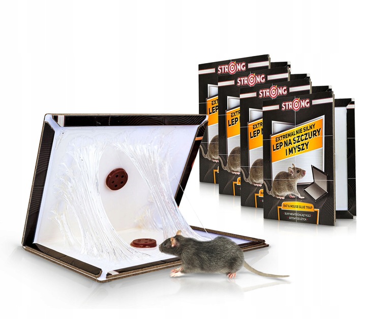5X DUŻY LEP NA SZCZURY I MYSZY PUŁAPKA LEPOWA Z WABIKIEM 35X22 CM