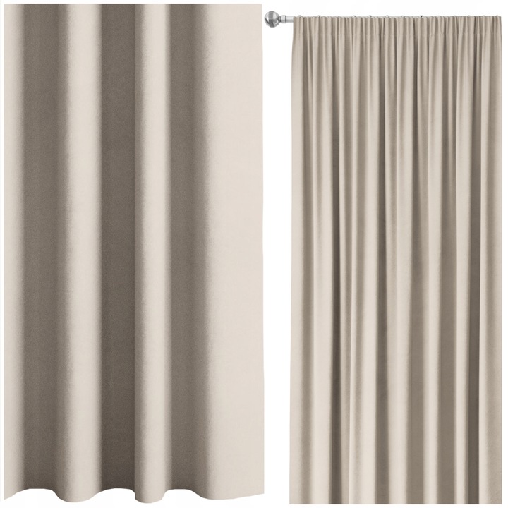 ZASŁONA WELUROWA NA TAŚMIE NA ŻABKI 140x250 KASZMIROWY BEŻOWA GRUBA