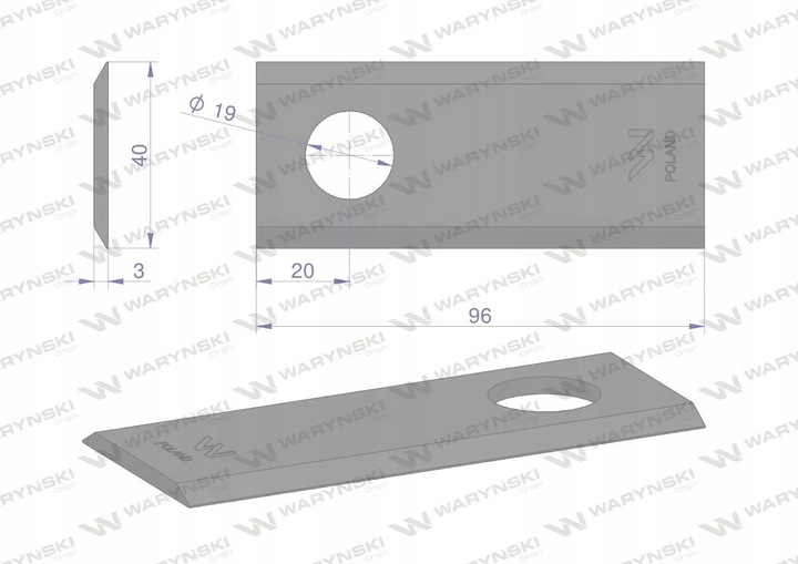NÓŻ NOŻYK DO KOSIARKI ROTACYJNEJ 18 SZT GERLACH 94x40x3 NOŻE KOMPLET