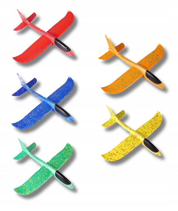 Samolot Szybowiec Styropianowy DUŻY ze Styropianu OPAKOWANIE 5 SZT- KOLORY