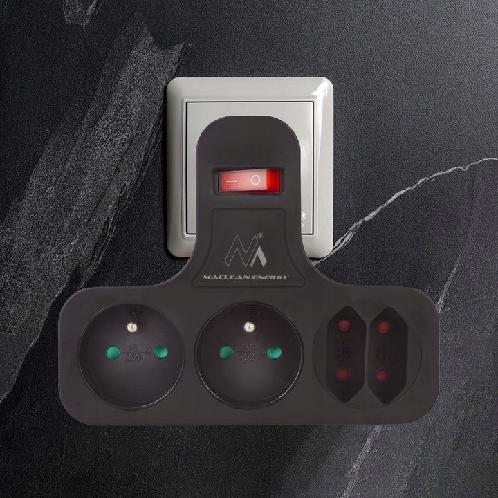 Gniazdko prądowe Maclean, Poczwórne z wyłącznikiem, Typu E, MCE224 E/B