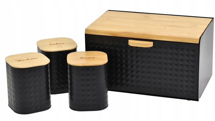 CHLEBAK Pojemnik na Pieczywo chleb POJEMNIKI na Kawę Herbatę Cukier Zestaw