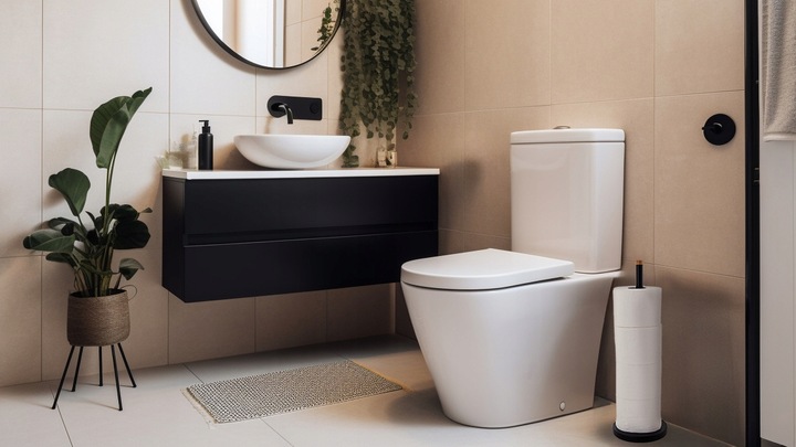 Stojak na papier toaletowy czarny do WC na 4 rolki bambus loft YOKA