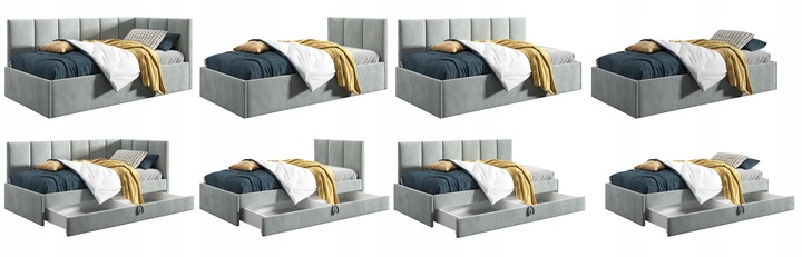 Łóżko młodzieżowe 120x200, Supreme Roma, Tapczan, Pojemnik, Jasny