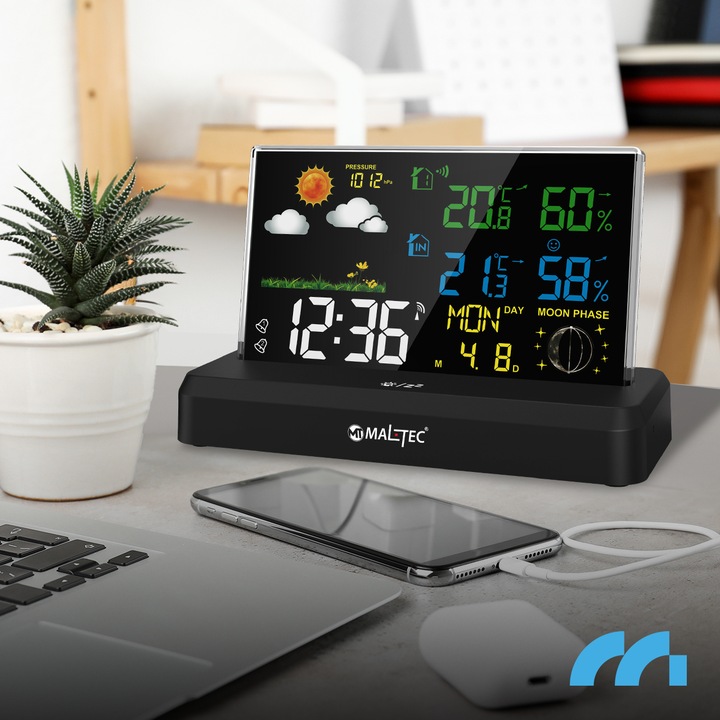 STACJA POGODOWA BEZPRZEWODOWA TERMOMETR BAROMETR CZUJNIK ZEWNĘTRZNY POGODY