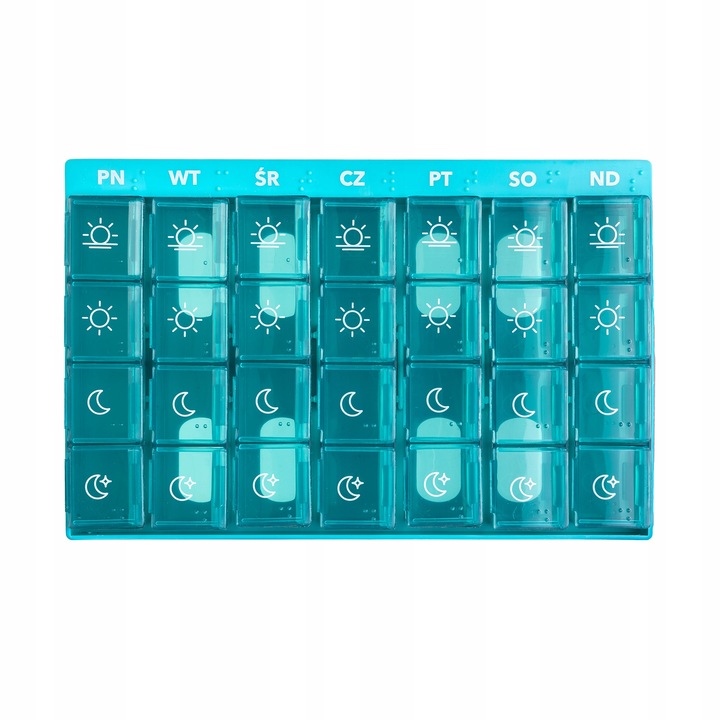 POJEMNIK ORGANIZER KASETKA PUDEŁKO NA LEKI 7 DNI 4 PORY VITAMMY PILLA 7x4