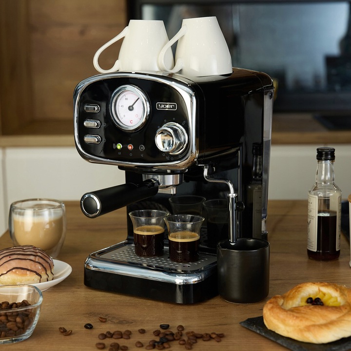 Ekspres do kawy Ciśnieniowy Kolbowy Yoer 1100W 20bar 10kaw +Spieniacz
