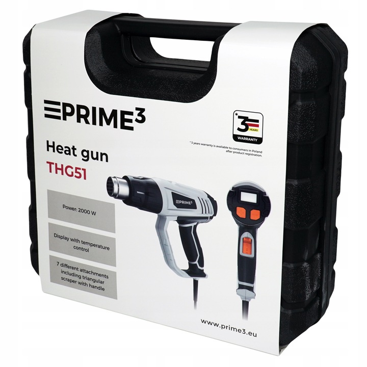 Opalarka 2000 W 600 C 2 Biegi Płynna Regulacja LCD Mocna + 6 Końcówek