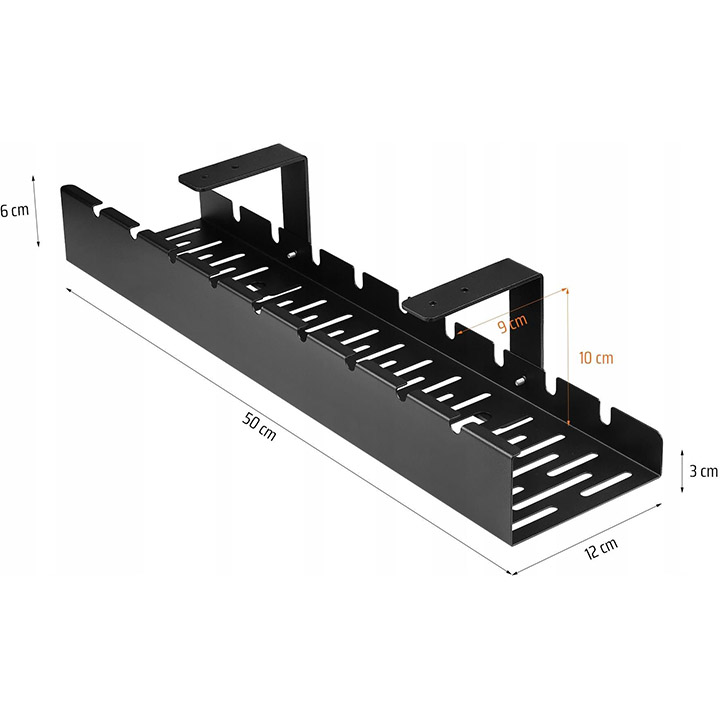 ORGANIZER DO KABLI NA PRZEWODY POD BIURKO BLAT KOSZYK PÓŁKA METALOWA