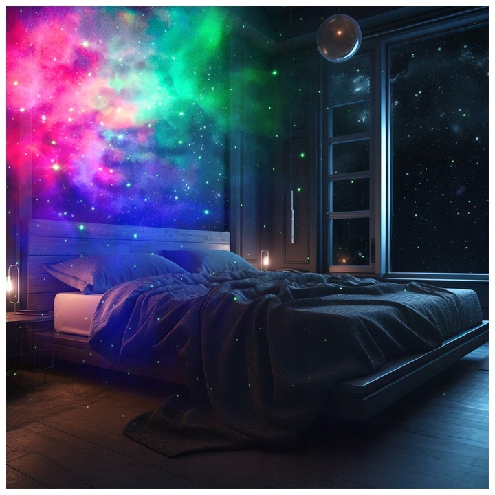 PROJEKTOR GWIAZD NIEBA LAMPKA NOCNA LED RZUTNIK LASEROWY DLA DZIECI + PILOT