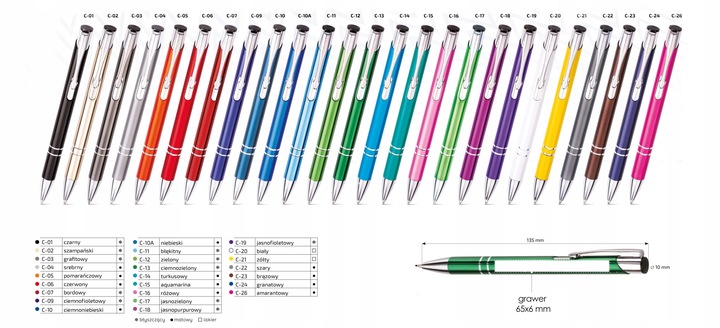 DŁUGOPISY REKLAMOWE Z GRAWEREM LOGO NAPISEM 100 sz