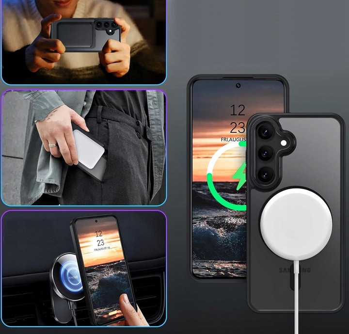 Etui do SAMSUNG S24 FE 5G do MagSafe Szkło z czytnikiem linii papilarnych