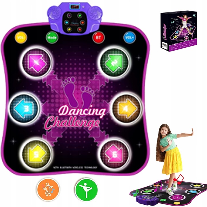 Elektryczny dywan do tańca dla dzieci ze światłami i pozytywką Bluetooth