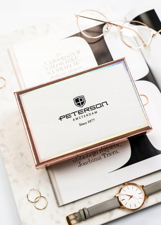 Peterson damski portfel ze skóry ekologicznej w kwiaty pionowy na