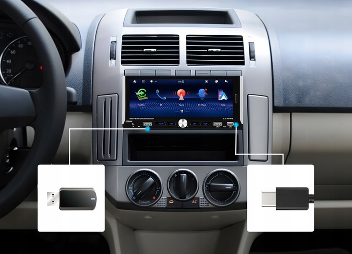 RADIO SAMOCHODOWE 1 DIN BEZPRZEWODOWY CARPLAY ANDROID AUTO MIRROR LINK