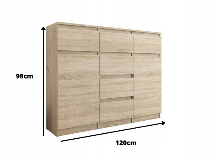 KOMODA 98CM SZAFKA 6 SZUFLAD SONOMA S62D